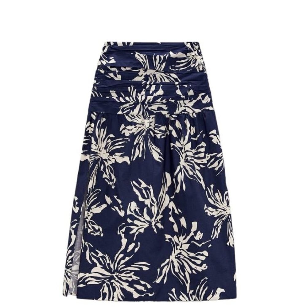ZARA LONG SKIRT IN PRINTED FABRIC BLUE/WHITE SIZE M | 4886/091/044
